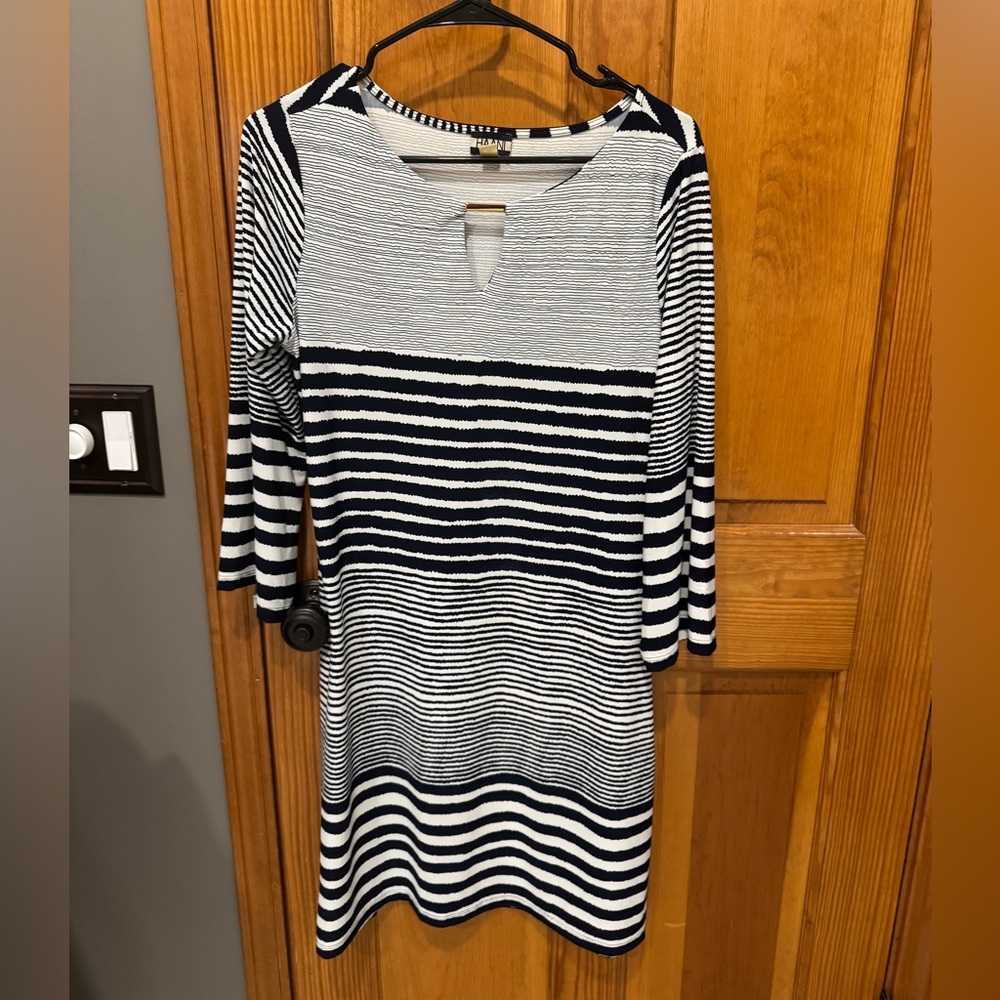 Striped Navy Blue & White Dress- size medium